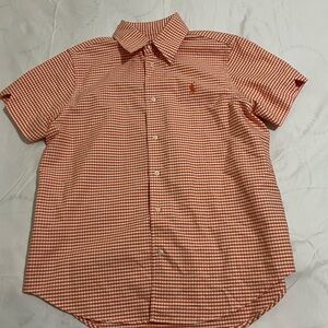 Ralph Lauren Orange Gingham Short Sleeve Shirt Women’s Size 12